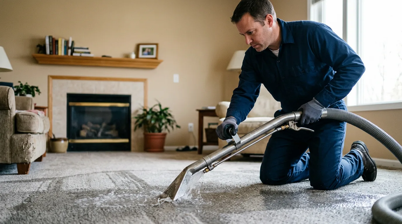 Water damage restoration technician working near Beacon Falls, CT